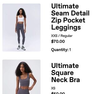 Adanola Dark Gray Seam Detail Leggings and ultimate Bra Set